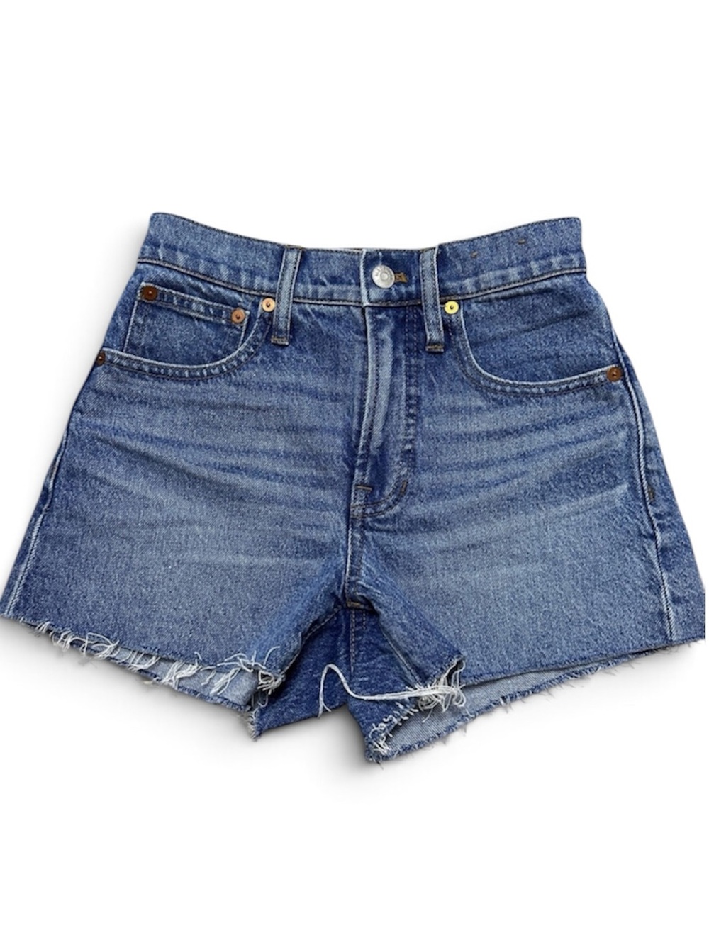 Madewell Medium Blue High-Rise Denim Cutoff Shorts